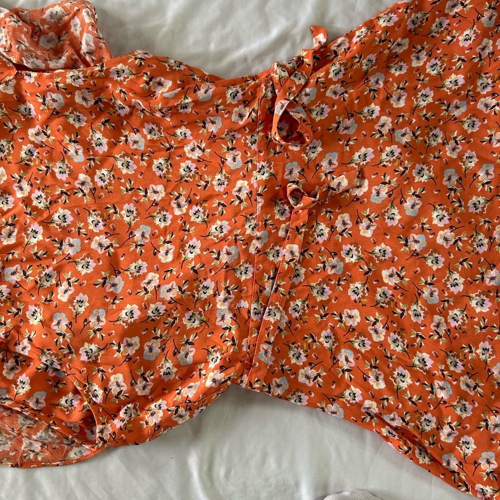 Sanctuary Dress Johanna Wrap Floral Print Women Orange Size M New With Tags - Picture 12 of 12